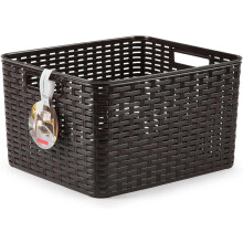 Acan, cesta de rotim, plástico, cor wengue, 23 x 40 x 34 cm, capacidade 28,5 L, para arrumação