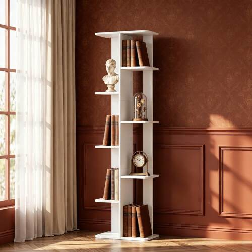 9-Tier Narrow Bookcase, Freestanding Bookshelf with 2-Sided 1