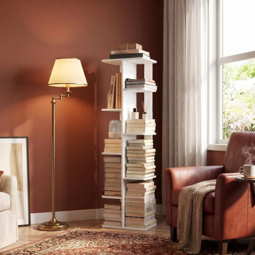 9-Tier Narrow Bookcase, Freestanding Bookshelf with 2-Sided 2
