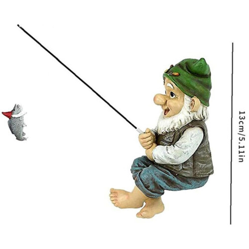 Το Ψάρεμα Gnome Sitter Κήπος Διασκεδαστικό Χαριτωμένο Άγαλμ 2