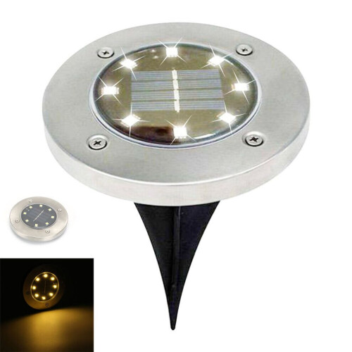 (Warm Light) Solar-Powered Stainless Steel LED Deck Lights