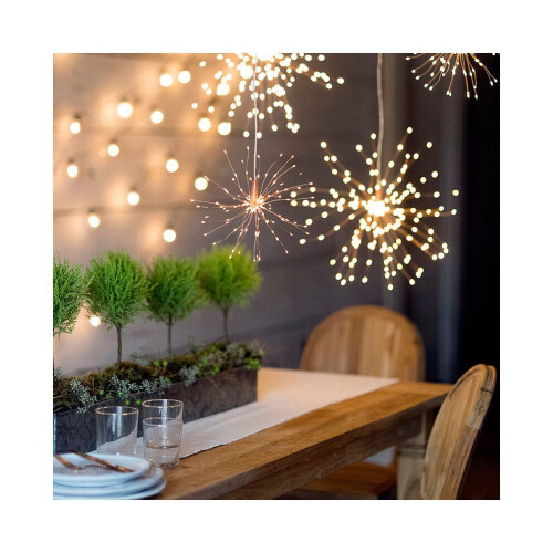 (Warm White) Garden Path Lights LED Solar Powered Firework Starburst Fairy Garden Light