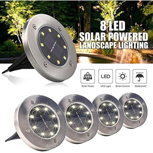(Warm Light) Solar-Powered Stainless Steel LED Deck Lights 1