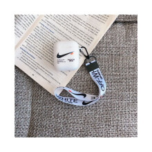 (Witte AirPods 1/2) Witte en zwarte Nike Airpods-case voor 1 en 2 Pro met draagkoord.