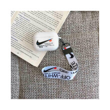(Wit, Apple Airpods Pro) Off White Nike Airpods-hoesje, inclusief Airpods 1 & 2 en Airpods Pro-koord.