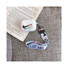 (Witte AirPods Pro) Witte en zwarte Nike Airpods-case voor 1 en 2 Pro met draagkoord.