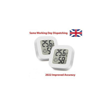 Witte automatische LCD digitale kamerthermometer met meerdere montagemogelijkheden