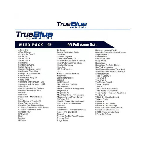 (WEED PACK) True Blue Mini-PlayStation Classic PS1 Multi Beste Games Inbegrepen 2