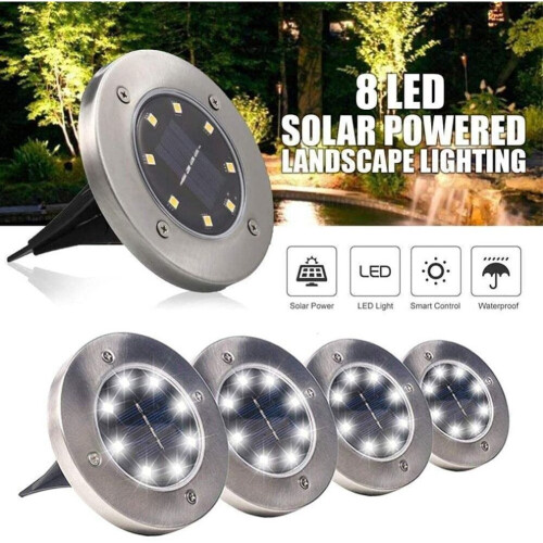 (White Light) Solar-Powered Stainless Steel LED Deck Lights 1