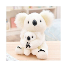 (Witte Moeder en Kind, 28 cm) Knuffeldier: Zittende moeder-koala met baby, 28 cm