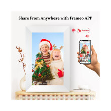 (white, UK Plug) 10.1 Inch Smart WiFi Digital Photo Frame 1280x800 IPS LCD Touch Screen Built in 32GB