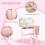 HOMCOM conjunto de mesa e cadeira de estudo infantil, rosa e branco, com 1 gaveta, ajustável 6