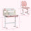 HOMCOM conjunto de mesa e cadeira de estudo infantil, rosa e branco, com 1 gaveta, ajustável 7