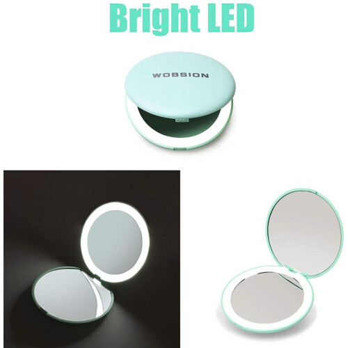 Καθρέφτης μακιγιάζ ταξιδιού με φωτισμό LED wobsion, 1x/10x μεγ 2