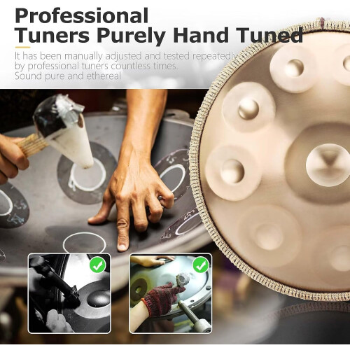 Handpan de aço de 22 polegadas, 10 notas, 440 Hz, dourado, para yoga e cura sonora 2