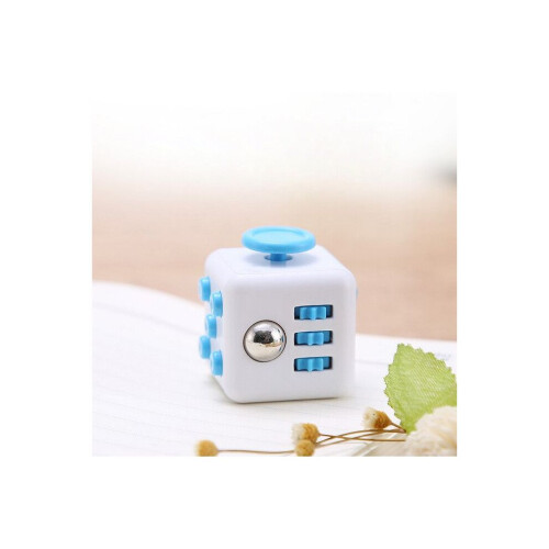 ( White+Blue ) Fidget Hand Finger Cube Focus Stress Reliever Toy
