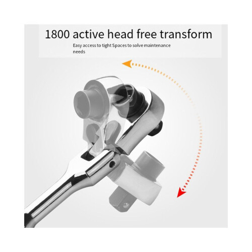2 in 1 Round Handle Ratchet Wrench 1/4 Double Ended 72 Teeth Quick Spanner Tool Screwdriver Socket Bit 1