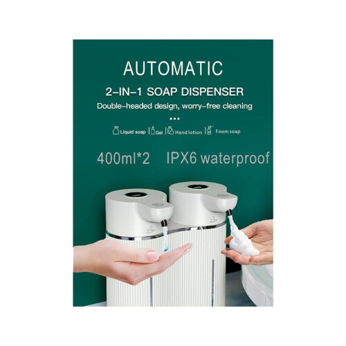 2X Automatic Soap Dispenser Wall Mounted,Touchless Double Foaming&Liquid Soap Dispenser,2x14Oz, for 1