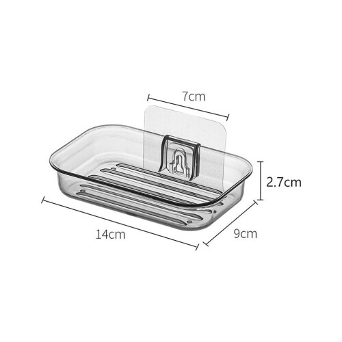 2X Easy Installation Soap Holder Kitchen Wall Mount Dish No Drill Modern Clear Drain Bathroom C 2