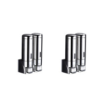 2pcs 2X300Ml Soap Dispenser Wall Wall-Mount Hotel Shampoo Lotion Liquid Soap Dispenser Stainless Steel