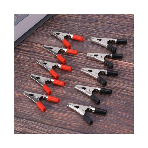 100 Pcs 50mm Plastic Handle Test Probe Metal Alligator Clips 1