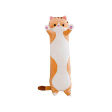 (Geel, 70 cm/27,5 inch) Lange pluche kat, zacht knuffelkussen, kinderslaapkussen, woondecoratie