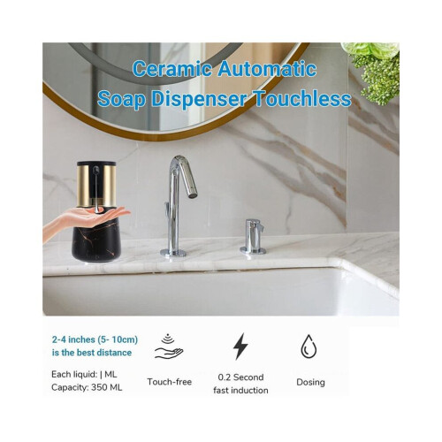 2X Automatic Soap Dispenser Touchless, Ceramic Liquid Soap Dispense, Hands-Free Dish Soap Dispenser, 2