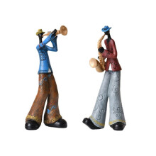 2 stuks jazzbandspeler beeldjes, vintage muzikantenbeeldjes, harsbeeldjes, bureauversiering, retro sculptuur