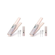 2x 2-in-1 elektrische USB-stijltang/stijlborstel, multifunctionele kam voor het stylen van haar