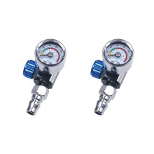 2x 1/4 inch BSP luchtdrukregelaarventielgereedschap, duurzame kleine drukmeter met sproeier voor spuitgereedschap