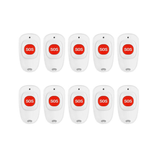 10pcs SOS Call Button Wireless Call Bell Pager Caregiver Panic Emergency Call Button Transmitter for