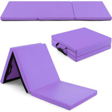 GYMAX esteira de ginástica 180 x 60 x 5 cm, colchoneta dobrável com fecho de velcro e pegas para transporte
