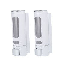 2X 400Ml Soap Dispenser Wall Mount, Manual Hand Shampoo Shower Gel Dispenser Lotion Container for Bathroom