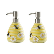 2X Bee Soap Dispenser Decorative Hand Pump Refillable Soap Dispenser Liquid Container for Shampoo Lotion