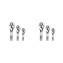 1/4, 3/8, 1/2 Inch Drive Stubby Ratchet Set 6 Pc Ratchet Quick-Release 72-Tooth