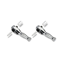 2 Pcs 1/4inch 72-Tooth Stubby Ratchet Wrench Socket and Drill Driver with Chrome Finish, Industrial-Grade