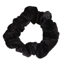 Set van 10 zwarte fluwelen scrunchie haarelastiekjes/haarbandjes