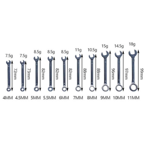 10Pcs Engineer Wrench Dual Heads Offset Ring Spanner Tools Spanner Combination Key 4-11mm Wrenches 2