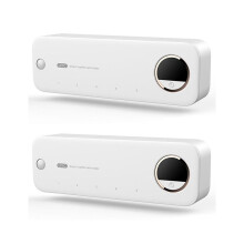 2x UV-tandenborstelhouder met sterilisator, oplaadbaar, wandmontage, met LED-display, wit