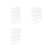 3x Brillenopbergdoos met 4 lagen, grote brillenorganizer, multifunctionele stapelbare displayhouder