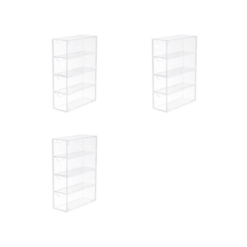 3X Glasses Storage Box 4 Layers Large Glasses Organizer Box Multifunctional Stackable Display Holder