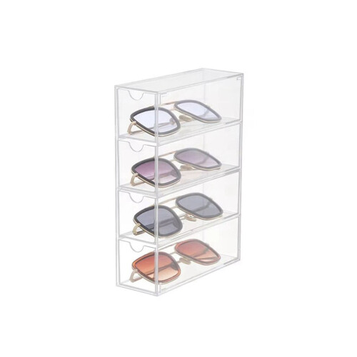 3X Glasses Storage Box 4 Layers Large Glasses Organizer Box Multifunctional Stackable Display Holder 2