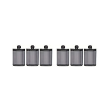 Set van 6 Qtip dispenserpotjes, zwarte plastic houder voor de badkamer, opbergdoos voor wattenstaafjes.