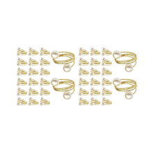 40Pack Gold Napkin Rings, Pearl Napkin Ring Set, Metal Spring Napkin Holder Table Decorations, Napkin
