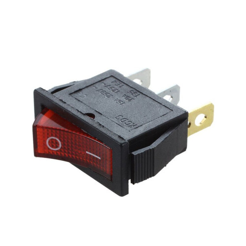 6X Rocker OFF Φωτεινό Διπολικό 28x10mm 250V 15A 3 Ακροδέκτες ΚΟΚΚΙΝΟ 1