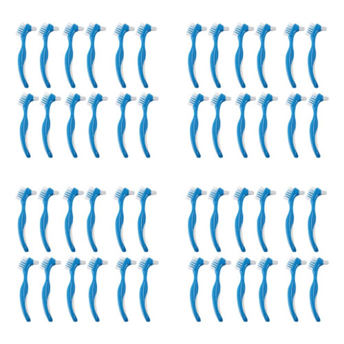 48 Pack Denture Brush Hard Denture Cleaning Brush False Teeth Brush Toothbrush