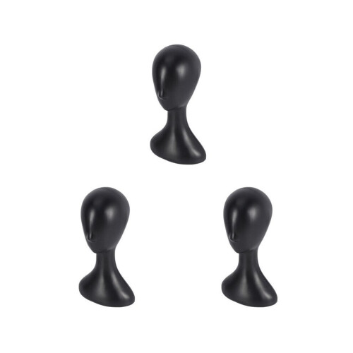 3X Lady High Plastic Wig Modelka żeńska Czarna
