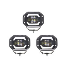 3 luces de trabajo LED para coche de 5 pulgadas, focos cuadrados Angel Eyes, faros antiniebla de malla