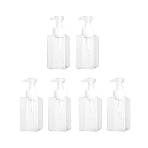 6 Pack Foaming Soap Dispenser 15Oz Refillable Foam Liquid Hand Soap Empty Plastic Pump Bottle Container