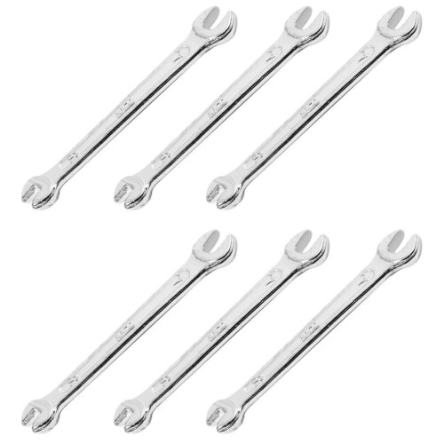 6X Silver Tone 5.5mm X 7mm U Shape Double Open-Ended Wrench Tool